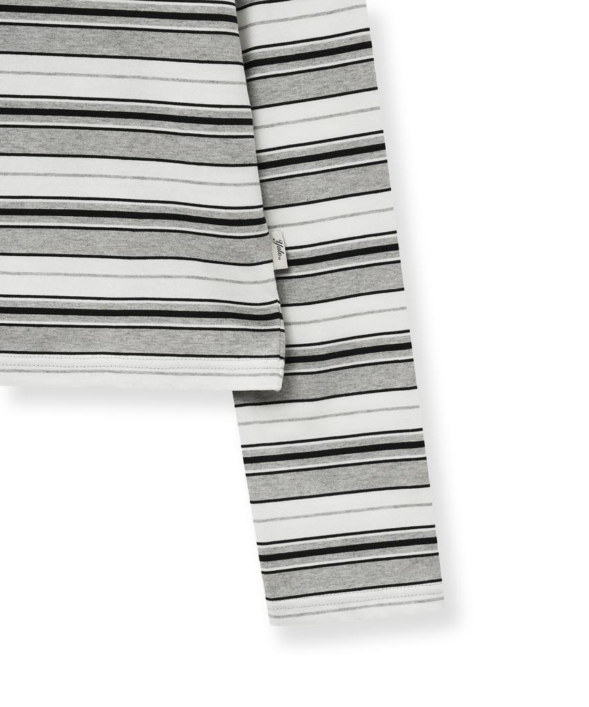 YALE Multi-Stripe Crop Long Sleeve_Gray