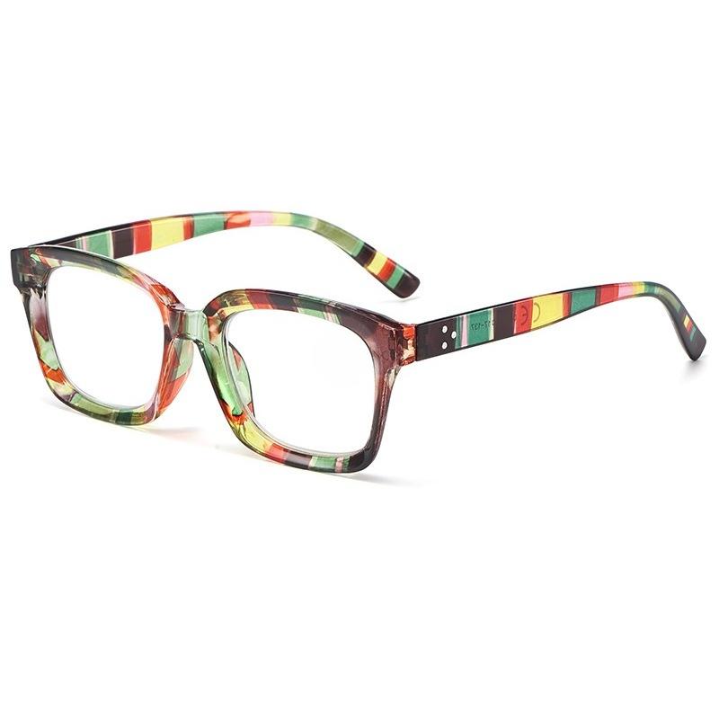 

Unisex Fashionable Square Multifocal Glasses Classic Casual Reading Glasses Fashionable Striped-Frame Glasses for Farsightedness 4.0