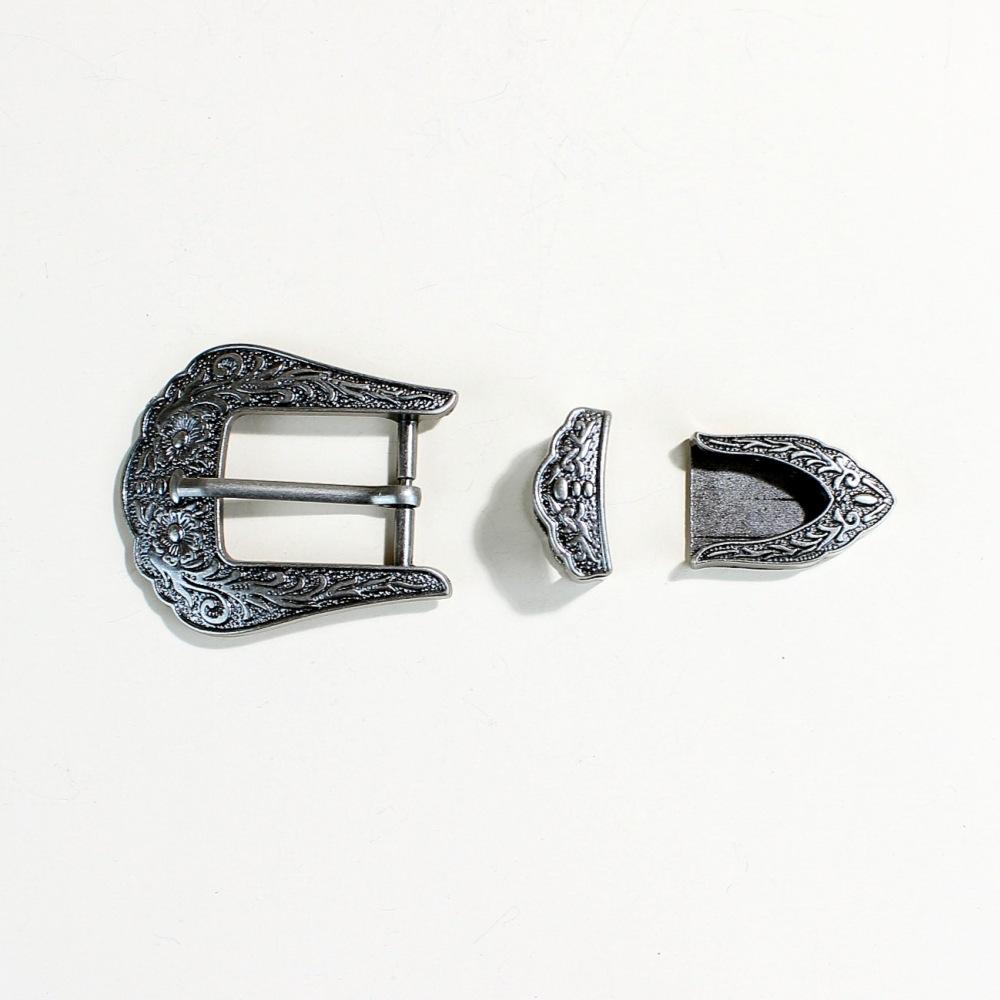 Retro Alloy Belt Buckle Head, Ethnic Style Classic Belt Three-Piece Set, Pin Buckle, Metal Printing Belt Buckle Accessories
