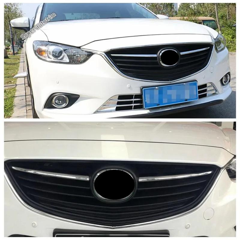 ABS Chrome Front Center Mesh Grille Grill Radiator Strips Decor Cover Trim Accessories For Mazda 6 Sedan / Wagon 2013 2014 2015