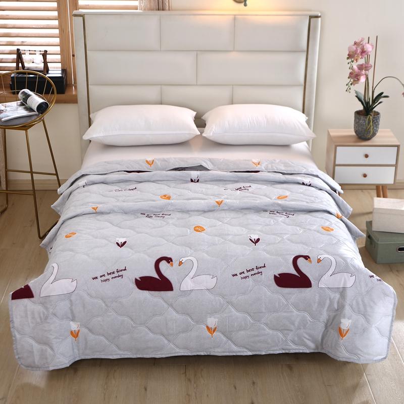 Quilted Summer Single Double Bed Light Printed Quilt Core Air Conditioning Quilting Twin Queen Size Duvet Thin Plaid Comforter