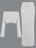 Sexy Knit One-neck Long Sleeve Short Top Drawstring Half Skirt Beach Two-piece 2025 Women Summer Swimsuit Cover Up Chic Set K172