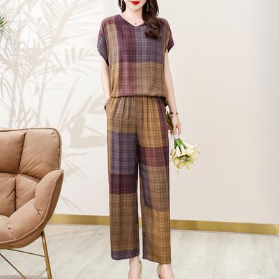 Sommer Übergröße Zweiteiler für Damen Outfits Locker Elegant Hohe Taille Hosen Sets