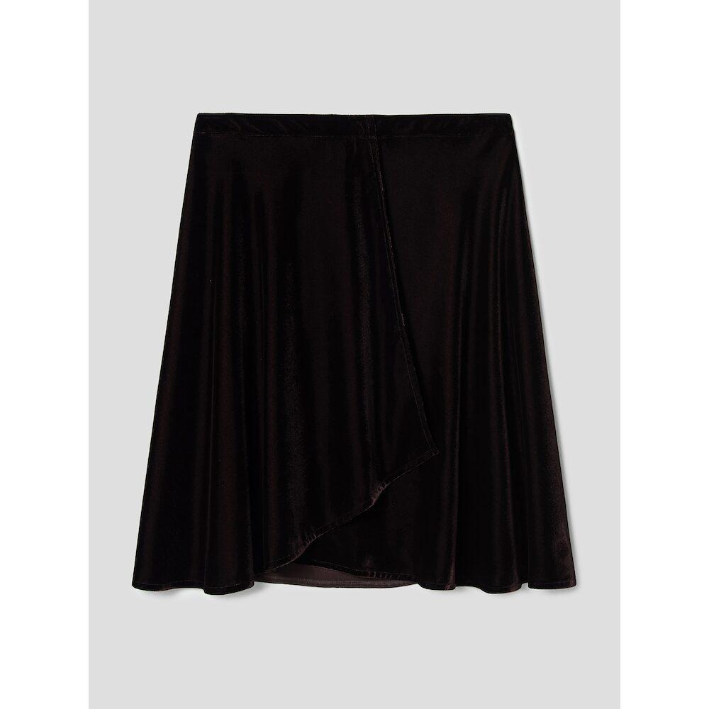 Anggae Velvet Midi Wrap Skirt Brown