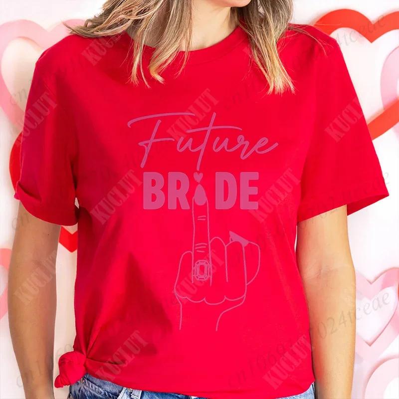 Finger Wedding Ring Graphic Tops for Women Team Bride T-shirt Girls Single Farewell Bachelorette Hen Party Bridal Shower Shirts