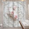 Roze Roos Bloemen Douchegordijn Romantisch Vintage Bloemen Uniek Wit Reliëf Beeldhouwwerk Retro Bladeren Plant Botanisch Badkamer