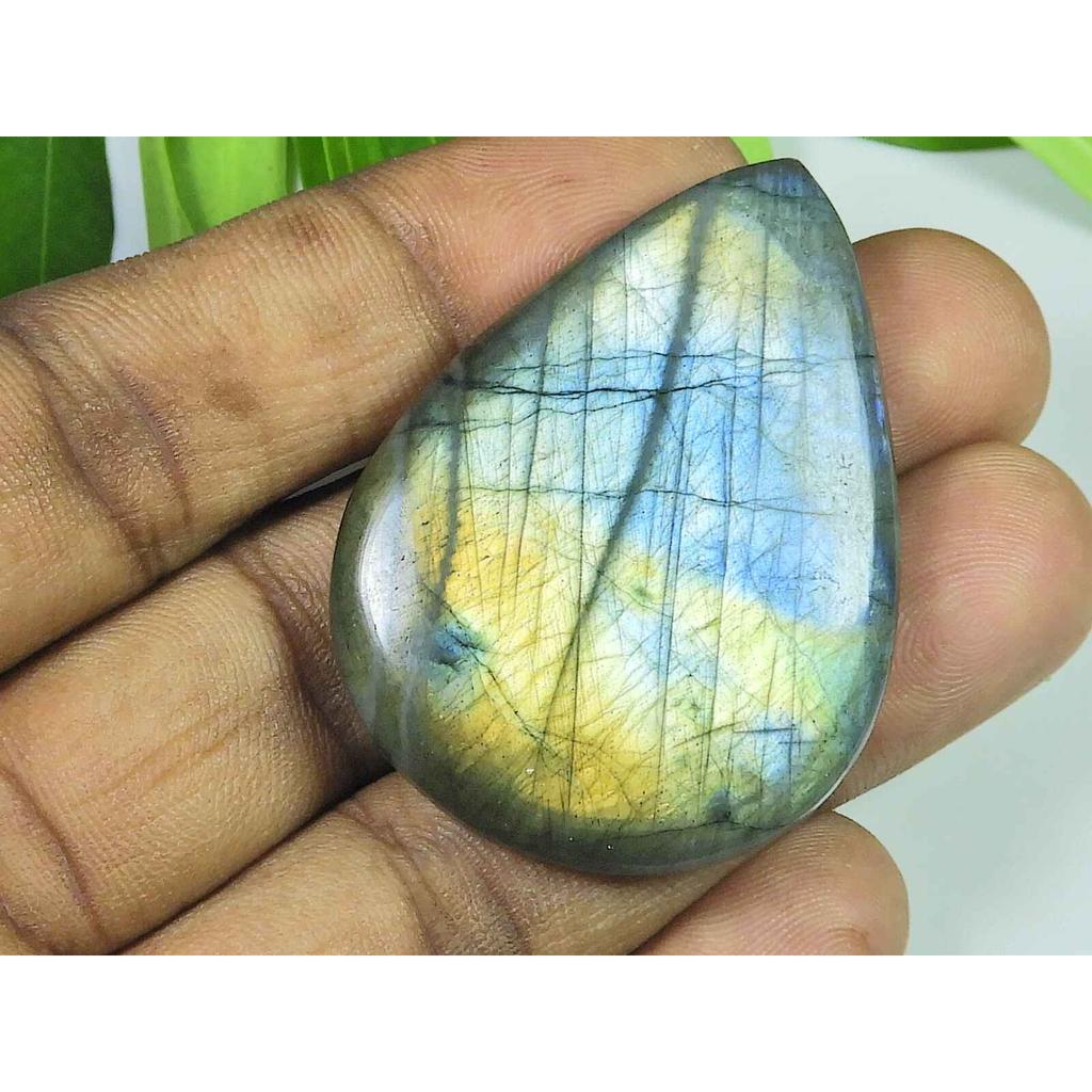 24X45X05MM Multi Fire Labradorite Pear Cabochon Loose Natural Gemstone 95Cts SK-3985