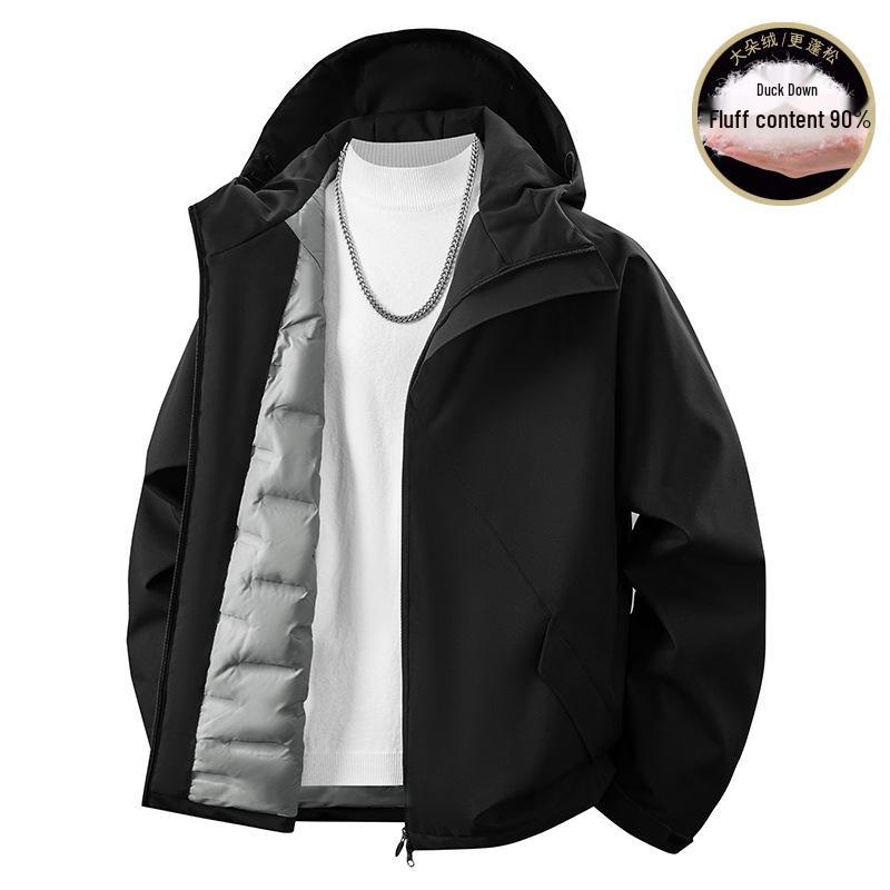 Men's 2025 Winter Hooded Down Jacket - Thick White Duck Down for Warmth and Cold Protection, Available in Plus Sizes