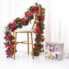 Silk Artificial Rose Vine Hanging Flowers for Wall, Rattan Fake Plants Leaves Garland, Wedding Home Garden Arch Decoration