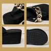 High Heeled Herringbone Slippers Fashion Thick Bottom Slope Heel Pinch Foot Beach Slippers Women