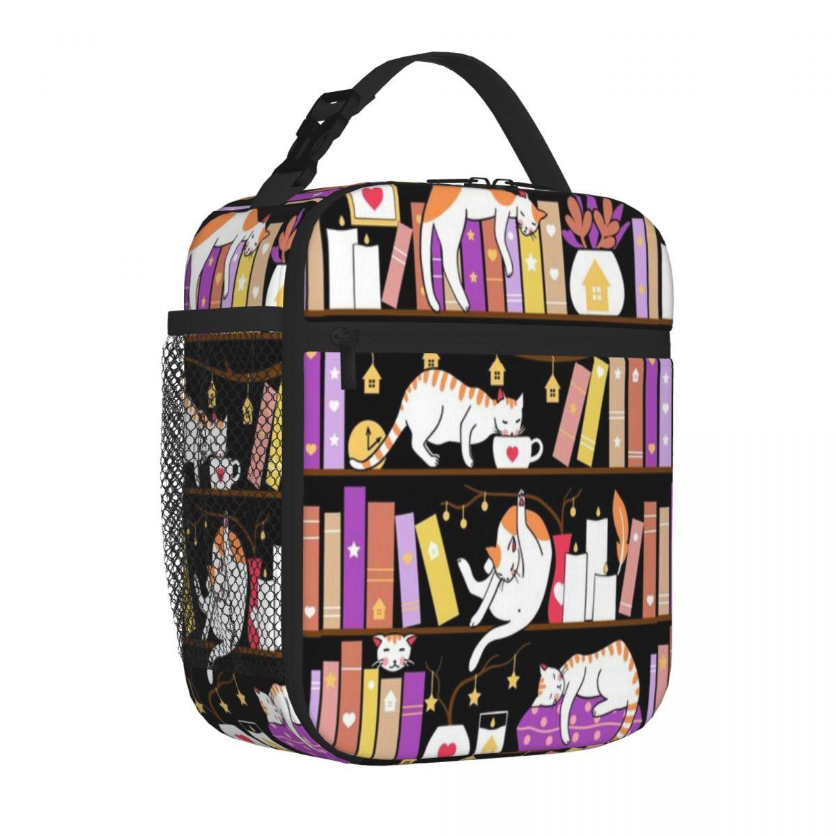 Bestselling Library Cats - Dreamy Violet Plant Print Meal Bag Open Air Meal Picnic Lunch Bag One Size