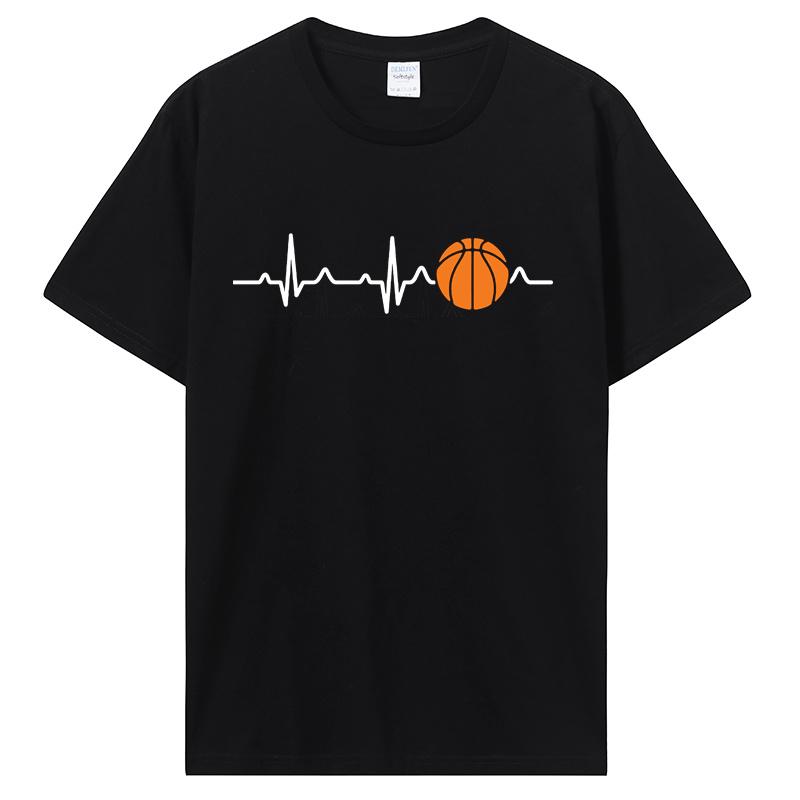 Basketball Heartbeat TShirt Unisex Birthday Gifts Short Sleeves Funny Tees O Neck Cotton Clothes Humor T Shirt