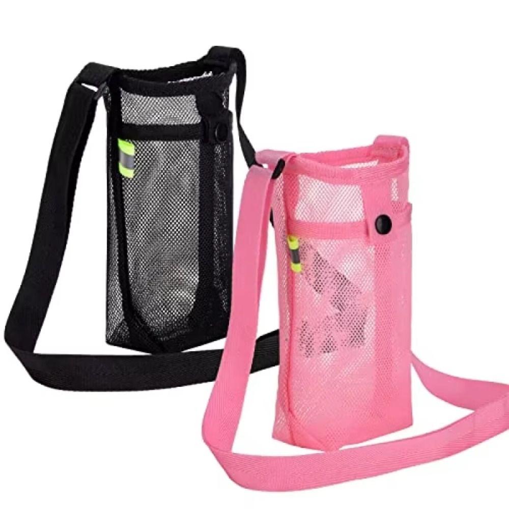 Drinkware Case Mesh Sport Water Bottle Cover Portable with Strap Mobile Phone Bag Large Capacity Visible Cup Sleeve Pouch Travel