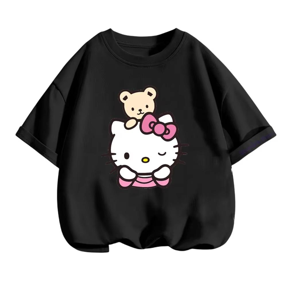 2026 Kids Hello Kitty Cartoon Boys Clothes Girls Sanrio Kawaii Fashion Short Sleeve Comfortable summer childrens casual Tshirt S