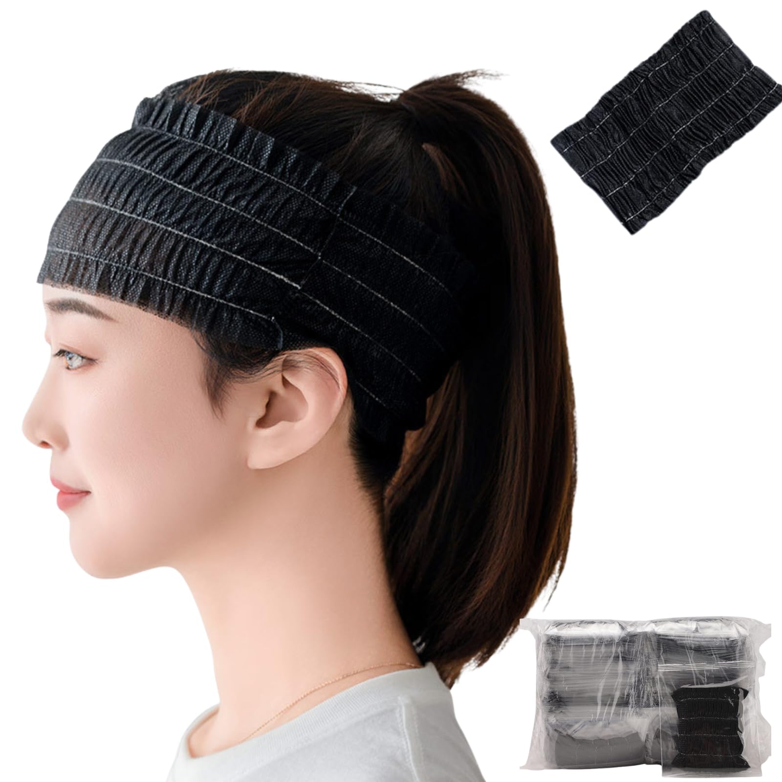 

Вся Вера Умывание Лица Волосы Волосы Индивидуально 100 Штук Повязки для Волос, Тюрбаны, Тюрбаны, Шапочки, Повязки на Голову, Одноразовые, Завернутые, чёрный