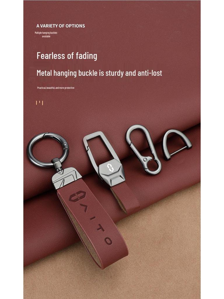 Huawei AITO M5/M7 2023 Leather Key Case: Advanced Metal Protective Shell with Buckle for Men and Women