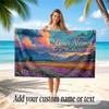Floral Garden Theme Soft Beach Towel Personalized Custom Name Text Towel Portable for Beach Pool Travel