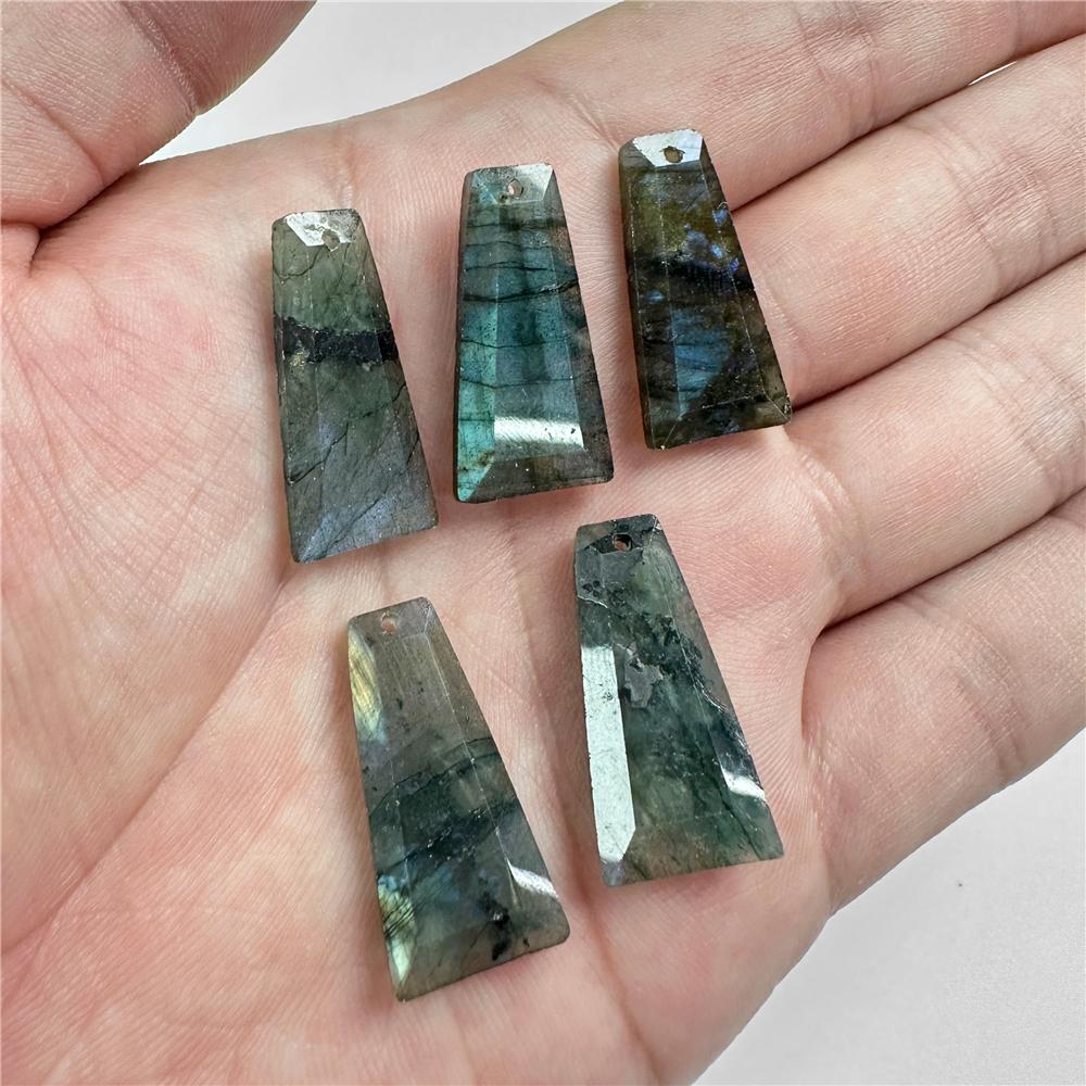 Trapezoid Natural Stone Pendants Labradorite Tiger Eye Amethysts Lapis Gems Beads Pendant For Finding Making Necklaces Earrings