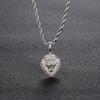 Solid Lion Head Pendant Necklace With Zircon Stones Hip Hop Unisex Jewelry Gold White