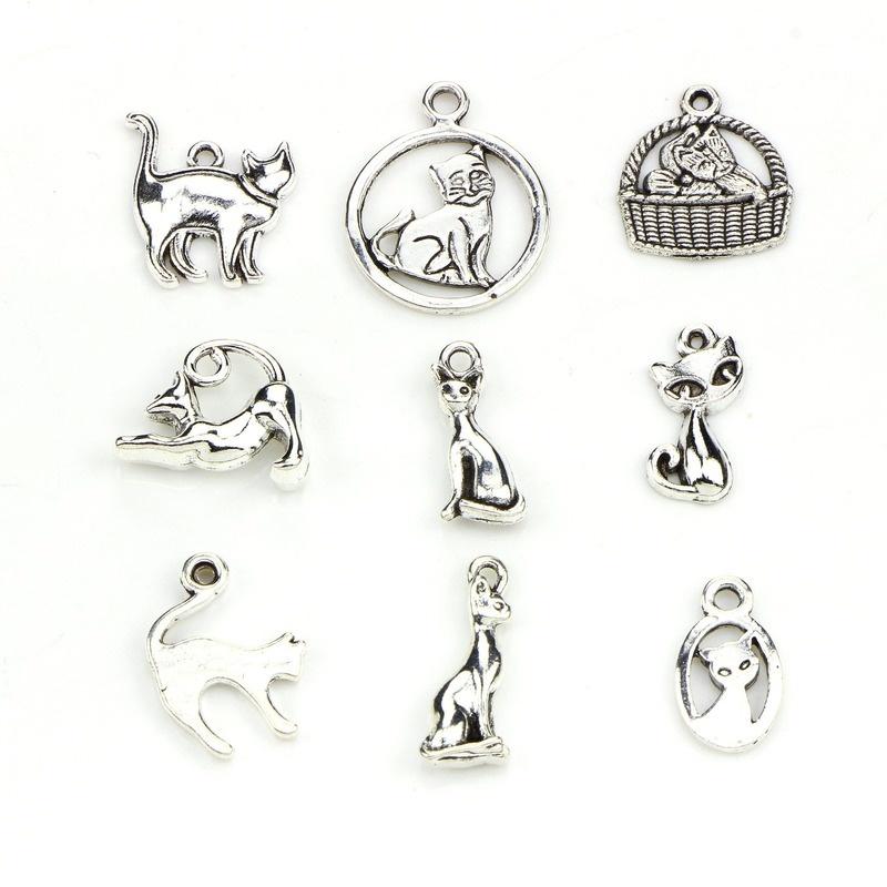20pcs Vintage Metal Mixed Random Cat Charms Animal Pendants For Jewelry Making Diy Handmade Jewelry