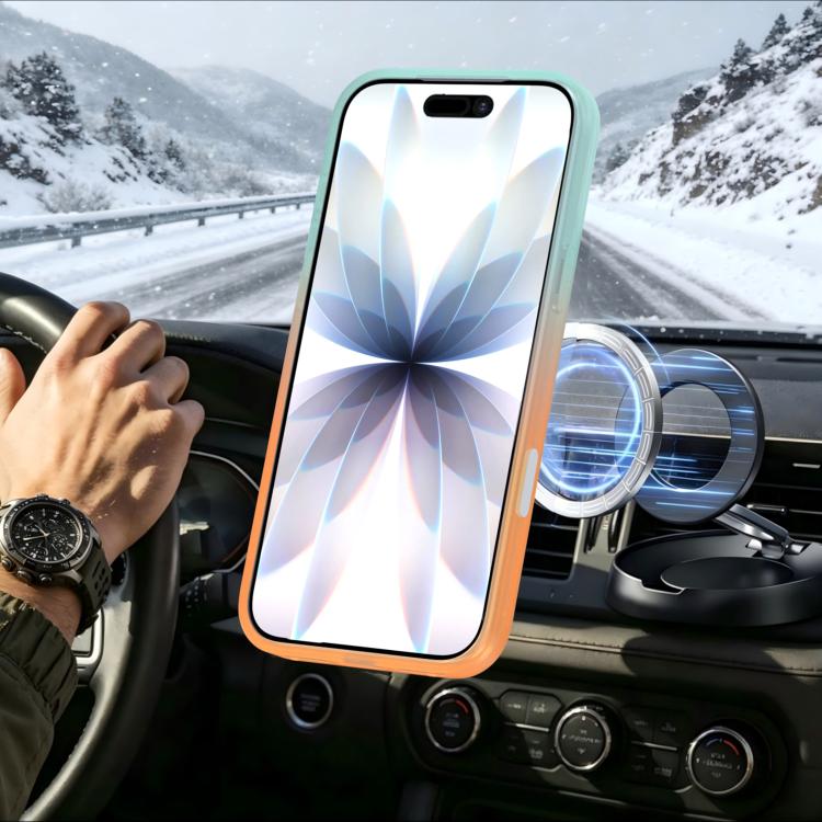 Phantom Skin Feel Gradient PC+TPU Phone Case With 360° Rotating Metal Holder, Magnetic Wireless Charging Shockproof Protective Cover