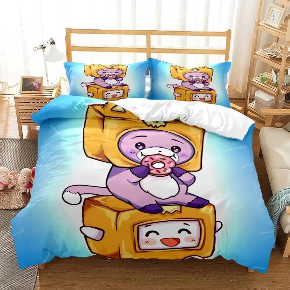 Lankybox Foxy Boxy Cute Cartoon 3D printed bedding Queen bedding set Customized King size bedding set Soft and comfortable