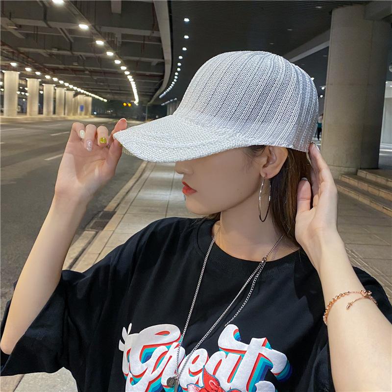 Women's summer baseball cap with hollow-out rhinestones, versatile duckbill cap, Korean style trendy casual sun hat, breathable mesh sun hat