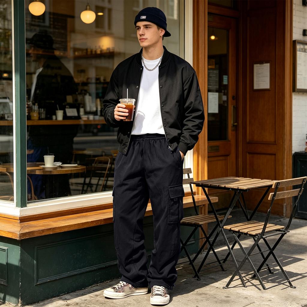 Men's Loose Fit Cargo Pants with Multiple Pockets Work Trousers for Casual Daily Wear