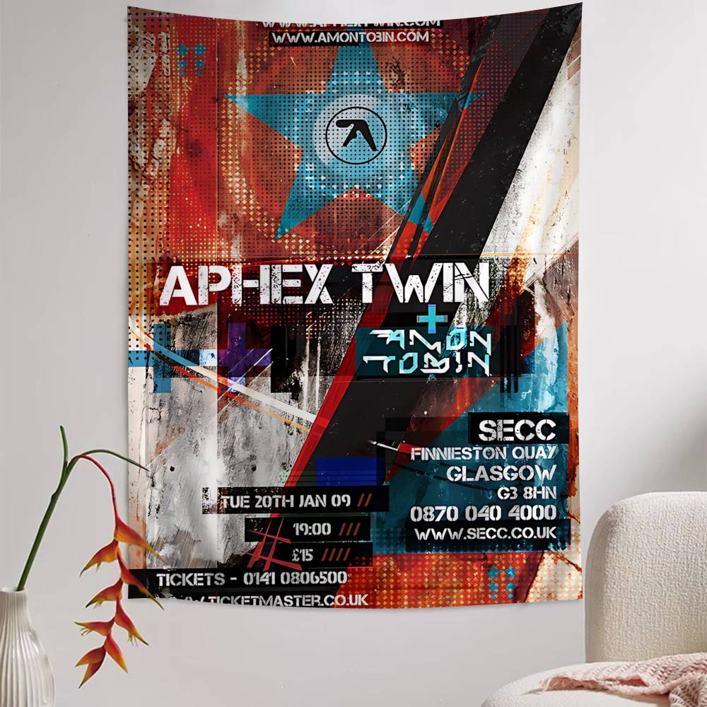 Famous Electronic Music Style A-Aphex T-T-Twin DIY Wall Tapestry For Living Room Home Dorm Decor Wall Art Decor 100X70CM
