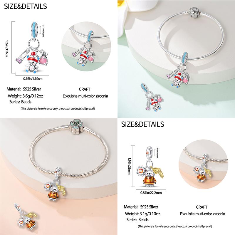 Süßes Kupfer Zirkuskleid Blumen Plüsch Junggesellenhut Bärenanhänger Perlen 3mm DIY Schmuck