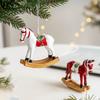 3D Cartoon Horse Christmas Retro Figurines Ornament Resin Kids Toys Gift Christmas Tree Decoration Multifunction