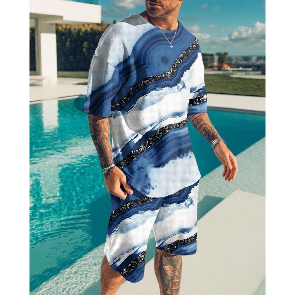 2023 New Men's Clothing Set Summer Outfit 3D Printed Tshirt Shorts 2 Pieces Oversized Tracksuit Casual Love Eagle Sportwear Suit