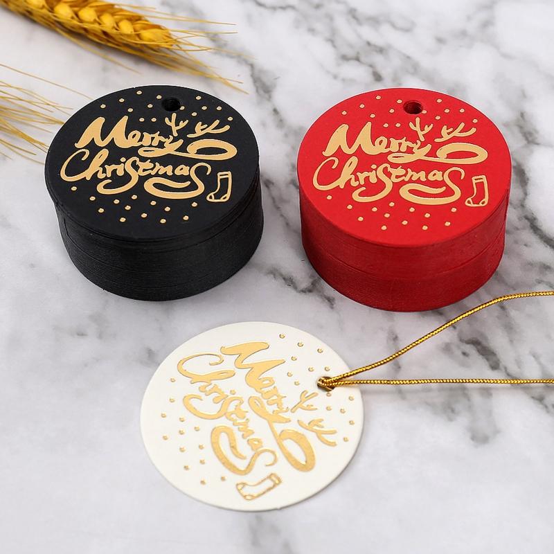 100Pieces Christmas Elegant Gift Tags with Tie Strings Hole Attached Tags