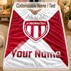 Flannel BlanketMonaco FC Custom Name Text Personalized Soft Warm Throw Blanket Home Decor Gift