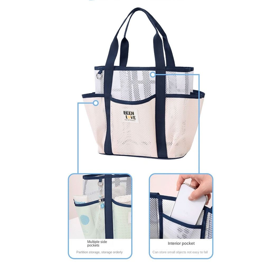 Foldable Handheld Mesh  Beach Bag Breathable Swimming Handbag Portable Toiletry Tote Bag  Travel