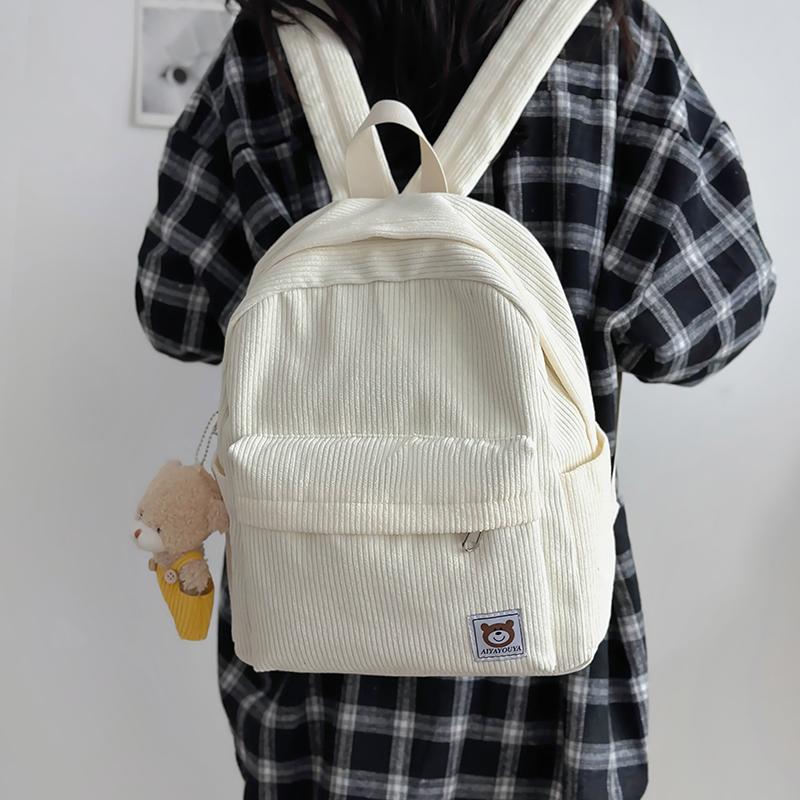 Mini Ryggsekk Dame Cordfløyel Ryggsekk Student Skoleveske