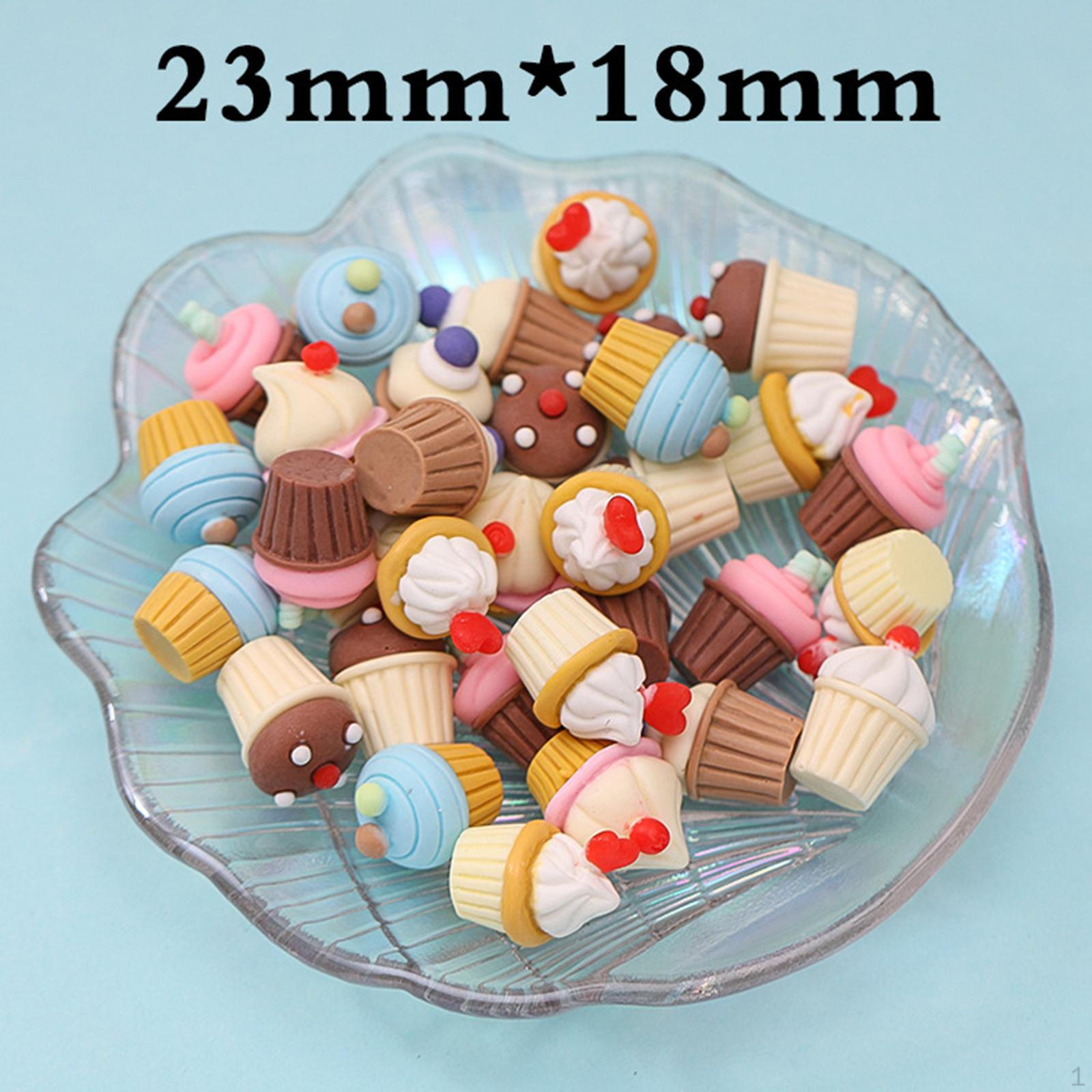 

30x смешанные миниатюрные украшения для кексов, милые мини-десертные украшения «сделай сам» для волос в виде ракушки телефона