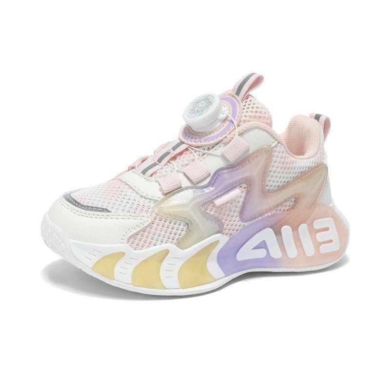 Youth style shoes Kids Breathable Mesh Running Shoes With Rotating Hook-and-Loop Boys Girls
