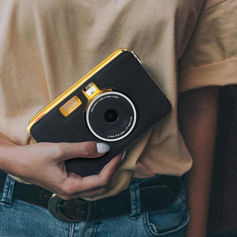 Impacts Resistant PU Camera Case Portable Black/Brown Camera Protector Leather Texture Suitable for MS200 Model Use