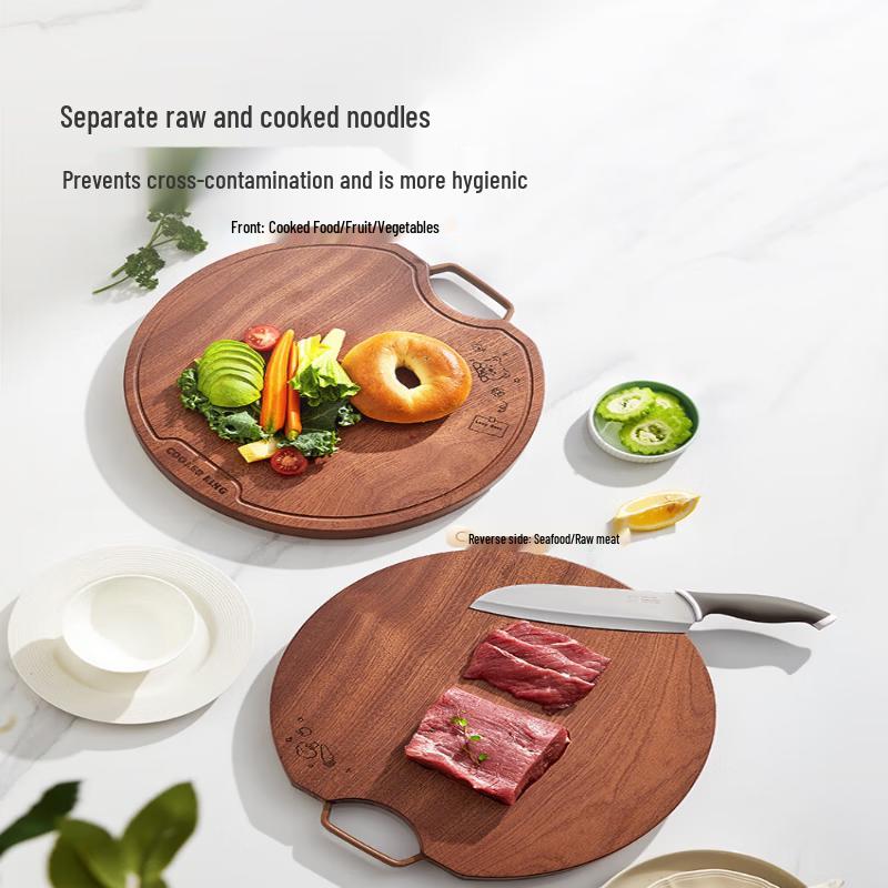 COOKER KING Round Whole Ebony Wood Cutting Board