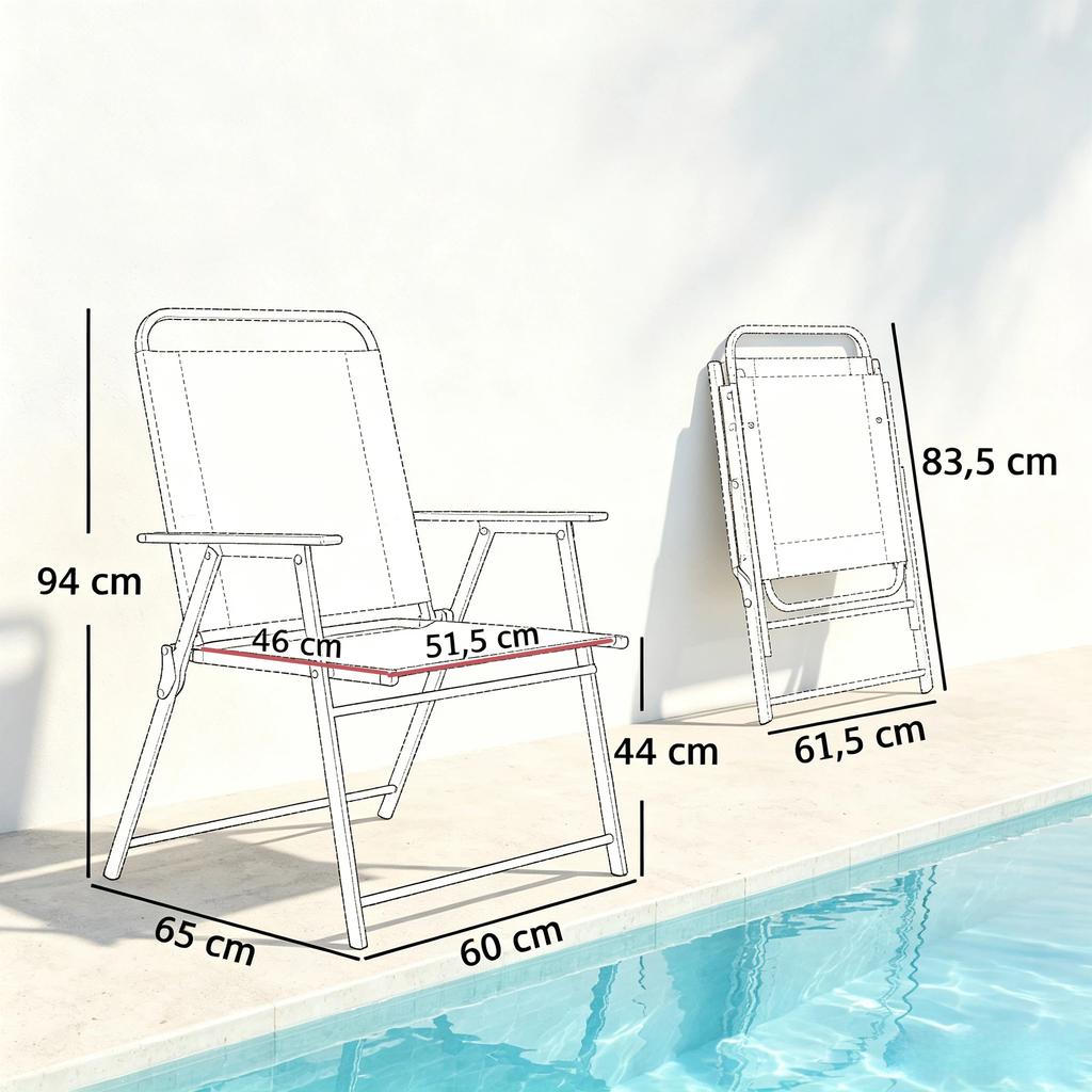 Versatile Leisure Chair, Foldable Outdoor Chair with High Backrest and Armrests, Lightweight Folding Chair (only with 4pcs chairs)