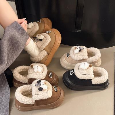 Women's Large Size Cartoon Soft Sole Winter Warm Fur Snow Boots Padded Lined Ankle Boots Anti-slip Hiking Casual Sports Cotton Boots