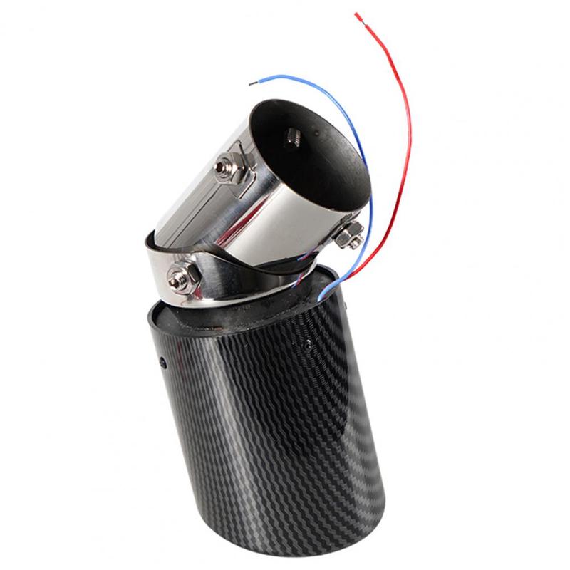 Silenziatore Scarico Auto LED Blu Rosso Luminoso Fibra di Carbonio Terminale di Scarico Auto Silenziatore Tubo di Scarico Auto Robusto Sostituzione