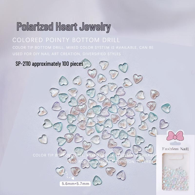 

Iridescent Polarized Heart Nail Charms - Mocha Resin, Flat Bottom, Peach Heart Shape, Approx. 100 Pcs.