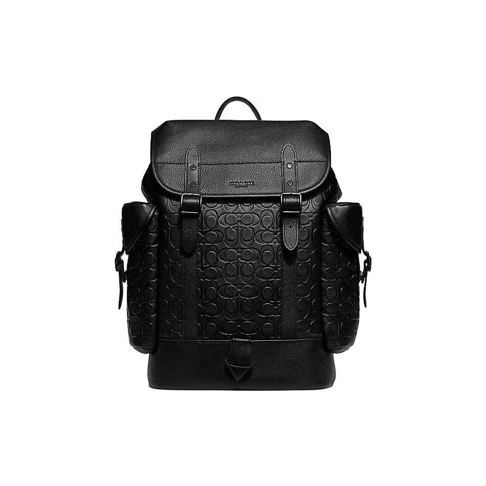 

Coach Hitch 31 Drawstring And Buckle Closure Logo Embossed Leather Backpack Men Backpacks Black CH767-BLK Basic Set (Bag+Dust Bag)