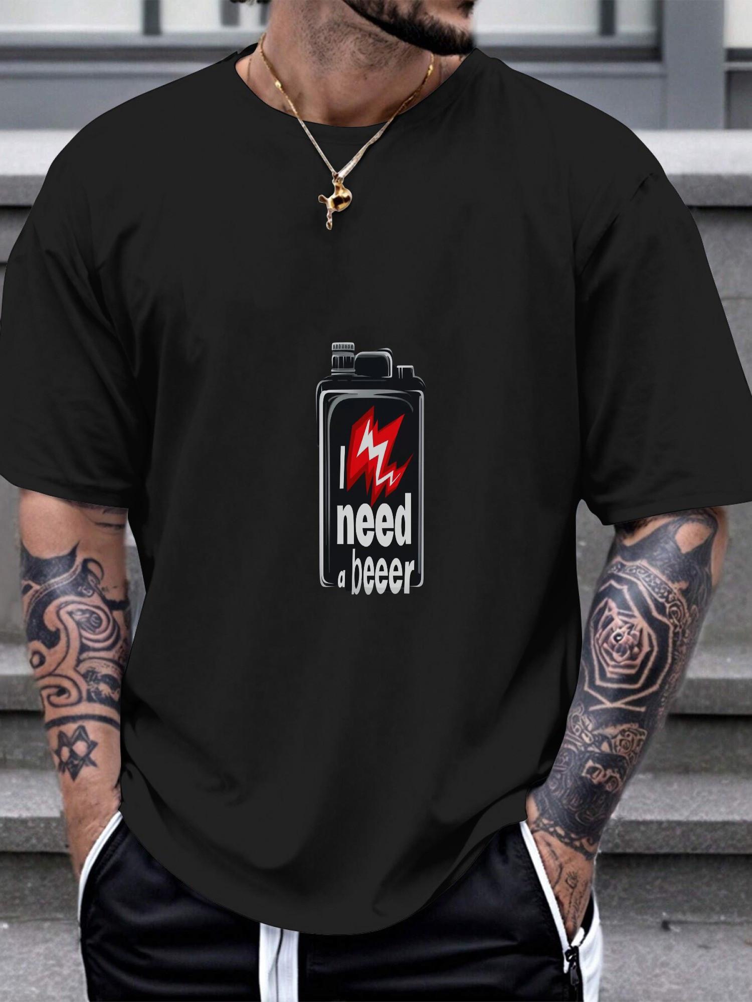 1pc battery icon humorous graphic T-shirt M