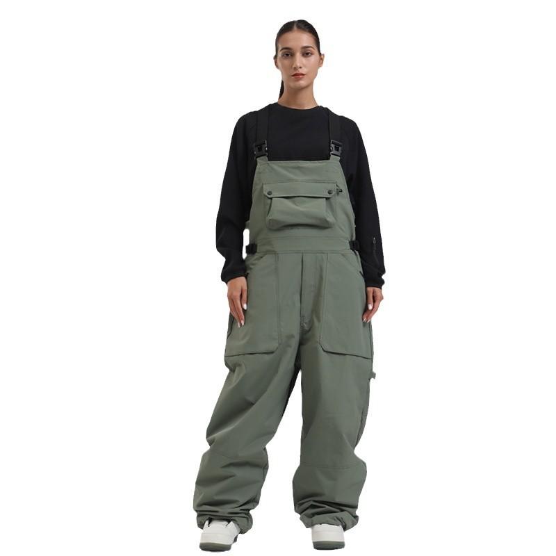 Outdoor Ski Bibs for Women and Men Breathable Loose Fit Skiing Snow Bibs Pants Waterproof Snowboarding Pants Unisex Insulated Warm Snowboard Overalls