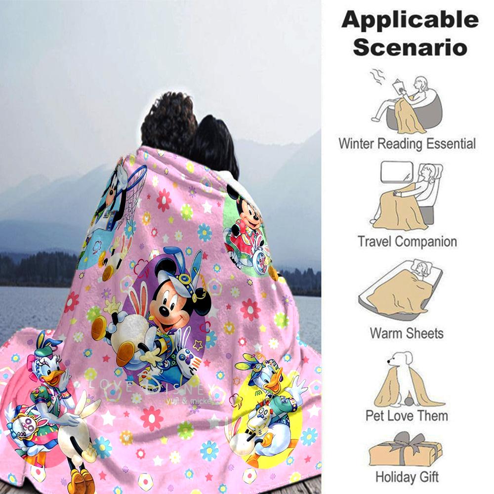Mickey Mouse Friends Adventure Flannel Blanket Super Soft Warm Cozy Blanket For Sofa Bed Office Travel Allseason Home Decor Gift