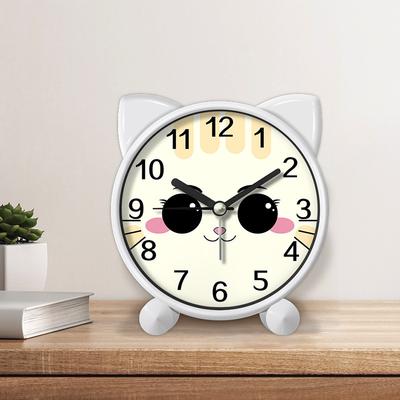 Cartoon Kitten Alarm Clock for Students Special Bedroom Children's Room Desktop Clock Mute Cute Creative Children's Small Alarm Clock