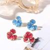 Luxury Flower Stud Earrings Rhinestone Five Petals Earrings 3D Petal Flower  Earrings  Women